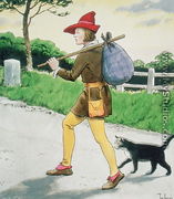 Dick Whittington 1358-1423 and his cat, from Peeps into the Past, published c.1900 - Trelleek