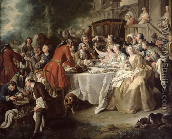 The Hunt Lunch, detail of the diners, 1737 - Jean François de Troy