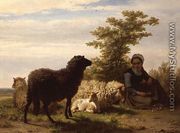 The Shepherdess - Charles Philogene Tschaggeny