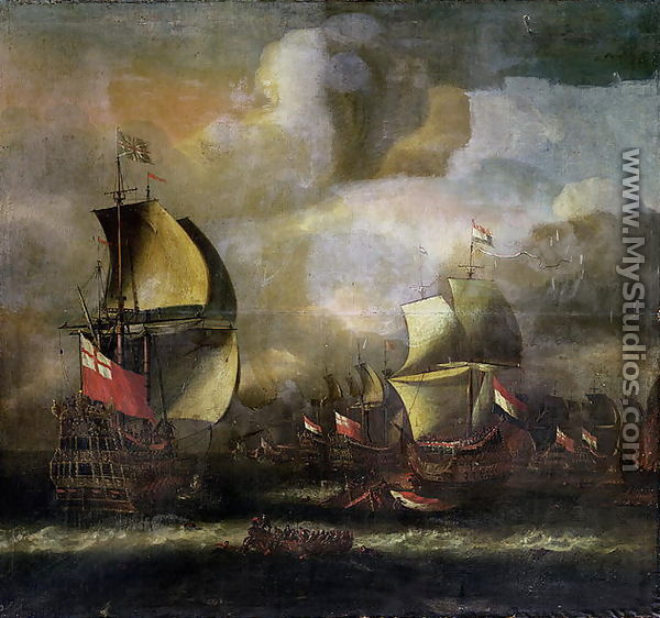 A Battle between English and Dutch fleets - Isaac Sailmaker