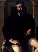 Portrait of a Gentleman Wearing a Black Embroidered Doublet and Cloak - Francesco de' Rossi (see Salviati, Cecchino del)