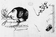 George Sand smoking 1804-76 caricatured by herself - George (nee Dupin) Sand