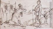 The Golfer being disturbed by the Salesman, illustration to Graphic magazine, pub. c,1870  - Henry Sandercock