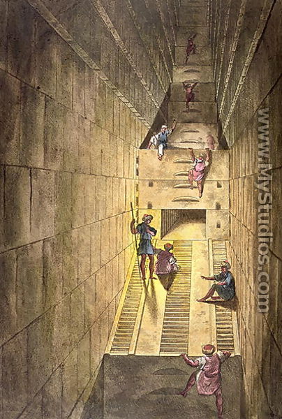 Exploration of the Great Pyramid of Giza, from Le Costume Ancien et Moderne by Jules Ferrario, engraved by Gaetano Zancon 1771-1816 - Alessandro Sanquirico