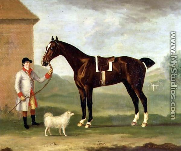 Fox - a dark bay hunter, held by a liveried groom, 1772 - Francis Sartorius