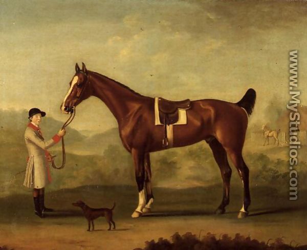 Cullen - a bay hunter, held by a liveried groom, 1772 - Francis Sartorius