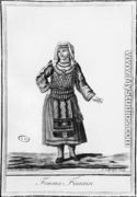 Finnish woman in traditional costume, engraved by J. Laroque  - (after) Sauveur, J.G.