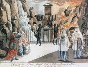 Tamino and Pamina before the temple, scene from 'The Magic Flute' by Wolfgang Amadeus Mozart (1756-91), illustration from Allgemeines Europaisches Journal, published 1795 - Joseph & Peter Schaffer
