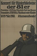 German advertisement for a benefit concert for families of fallen soldiers , printed by Kornsand & Co., Frankfurt, March 1918 - Lina von Schauroth