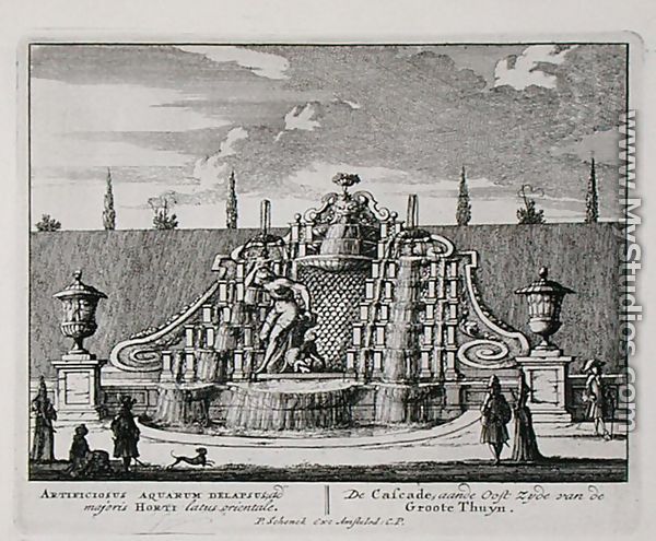 The cascade in an Oriental garden, from Admirandorum Quadruplex Spectaculum, by Jan van Call 1656-1703, published before 1715 - Pieter Schenk
