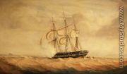 H.M.S. Pique, coming off the rocks on the coast of Labrador on October 23rd, 1830 - John Christian Schetky
