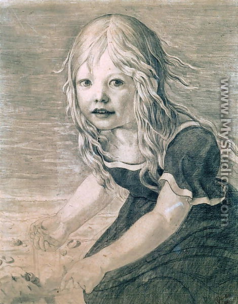Portrait of the artists daughter, Marie, at the coast - Karl Friedrich Schinkel