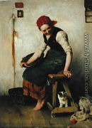 Young Girl with a Cat, 1884  - Theodor Schmidt