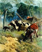 The team of oxen breaks loose - Teutwart Schmitson