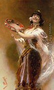 Gypsy Girl with a Tambourine - Alois Hans Schram