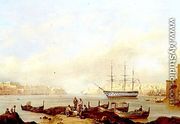 H.M.S. Brunswick at Anchor in Grand Harbour, Valletta, Malta - John or Giovanni Schranz