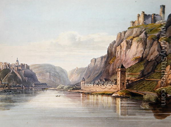 St. Goarshausen, St. Goar and Rheinfels, engraved by T. Sutherland, from A Picturesque Tour along the Rhine, from Mentz to Cologne, published by R. Ackermann, London, 1819 - Christian Georg II Schutz or Schuz