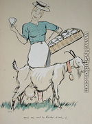 Cheese maker and her goat, caricature from Le Grand Monde a lEnvers, 1919 - Georges Goursat Sem