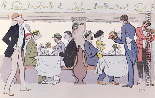 Restaurant Car in the Paris to Nice Train, 1913 - Georges Goursat Sem