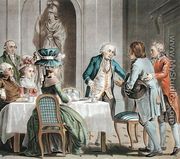 The Comte de Vaux 1705-88 offers food and drink to a farmer, engraved by Jean Baptiste Morret fl.1790-1820, 1789  - Antoine Louis Francois Sergent-Marceau