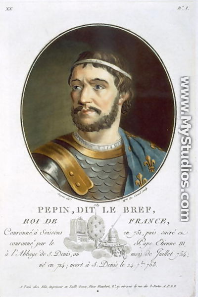 Portrait of Pepin, Called Le Bref, King of France 714-768, engraved by Madame de Cernel, 1789 - Antoine Louis Francois Sergent-Marceau