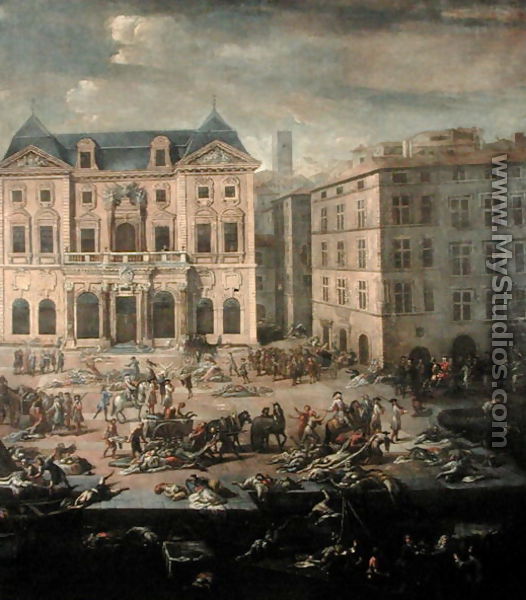 View of the Town Hall, Marseilles during the Plague of 1720 - Michel Serre