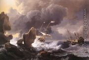Ships In Distress Off A Rocky Coast 1667 - Ludolf Backhuysen