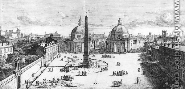 View Of The Piazza Del Popolo Rome 1678 - Caspar Andriaans Van Wittel
