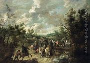 A Wooded Landscape with Travellers - Pieter Snayers