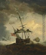 Small English Ship Dismasted In A Gale - Willem van de, the Younger Velde