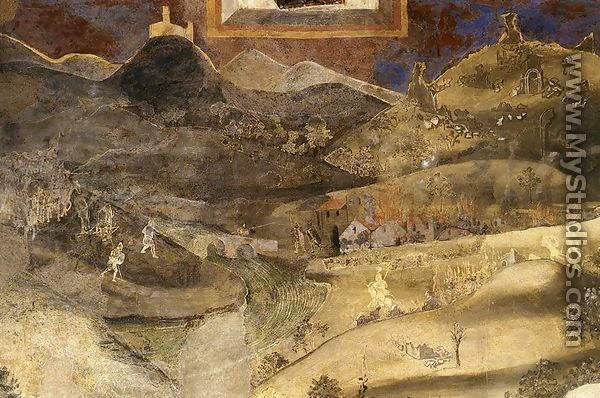 Effects Of Bad Government On The Countryside (detail) - Ambrogio Lorenzetti