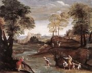 Landscape with Ford c. 1603 - Domenichino (Domenico Zampieri)