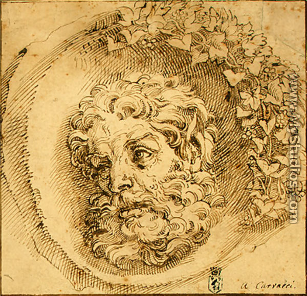 Head of a Faun in a Concave (roundel) c. 1595 - Agostino Carracci
