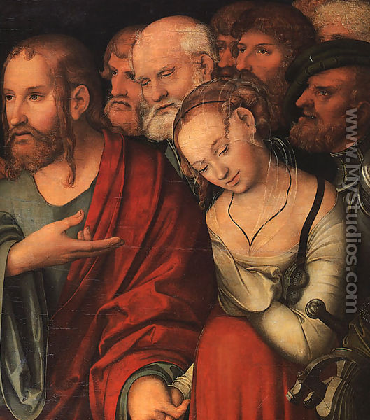 Christ And The Fallen Woman (detail) - Lucas The Younger Cranach