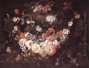 Cartouche with Flowers - Gaspar-pieter The Younger Verbruggen