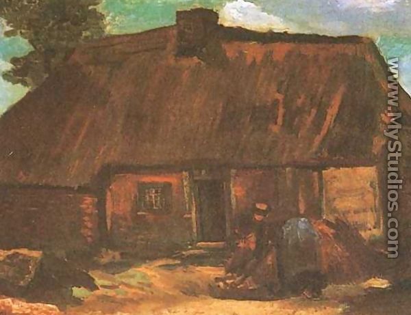 Cottage With Peasant Woman Digging - Vincent Van Gogh