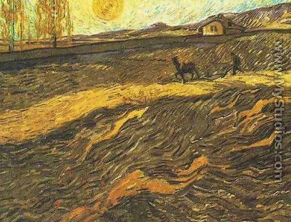 Enclosed Field With Ploughman - Vincent Van Gogh