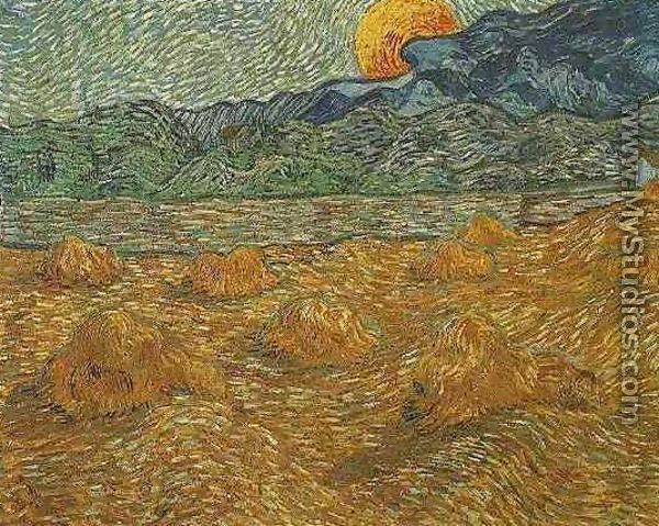 Evening Landscape With Rising Moon - Vincent Van Gogh
