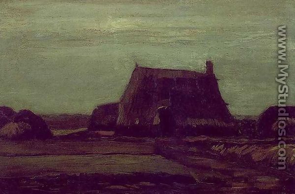 Farm With Stacks Of Peat - Vincent Van Gogh