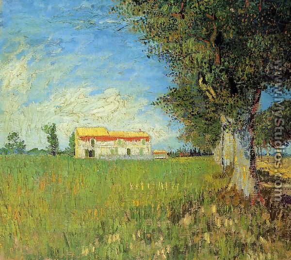 Farmhouse In A Wheat Field - Vincent Van Gogh