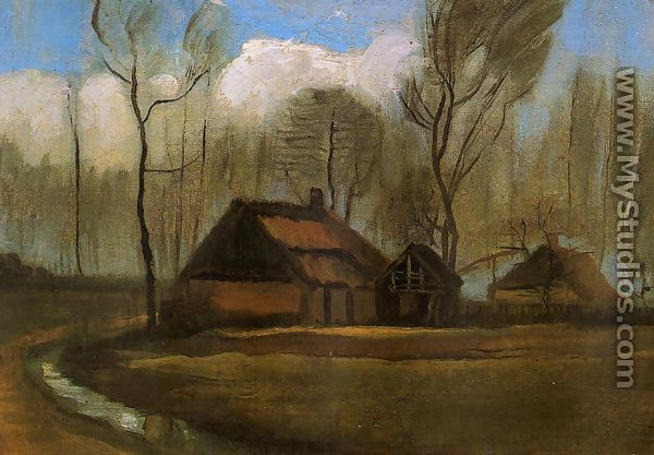 Farmhouses Among Trees - Vincent Van Gogh