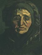 Head Of A Peasant Woman With Greenish Lace Cap - Vincent Van Gogh