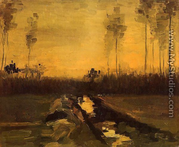 Landscape At Dusk - Vincent Van Gogh