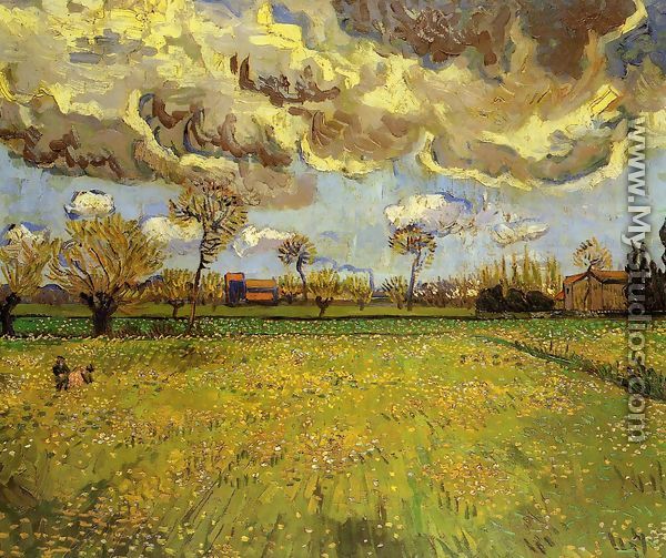 Landscape Under A Stormy Sky - Vincent Van Gogh