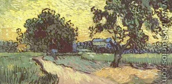 Landscape With The Chateau Of Auvers At Sunset - Vincent Van Gogh