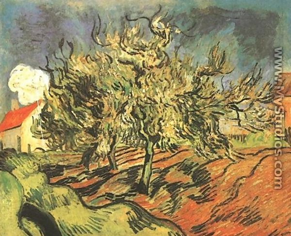 Landscape With Three Trees And A House - Vincent Van Gogh