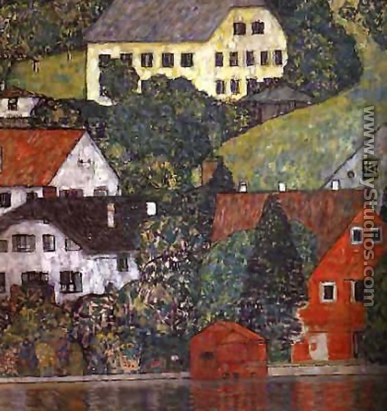 Houses In Unterach On The Attersee - Gustav Klimt