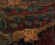 Olive Trees Against A Slope Of A Hill - Vincent Van Gogh
