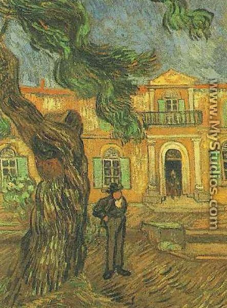 Pine Trees With Figure In The Garden Of Saint Paul Hospital - Vincent Van Gogh