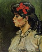 Portrait Of A Woman With Red Ribbon - Vincent Van Gogh